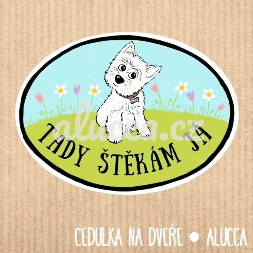 cedulka Tady štěkám