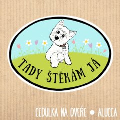 cedulka Tady štěkám