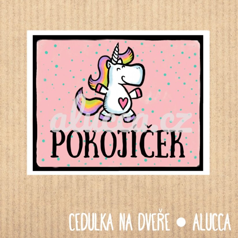 cedulka Pokojíček - provedení: laminovaná verze