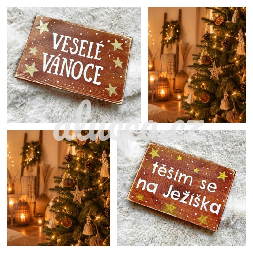 cedule těším se na Ježíška  / Veselé Vánoce