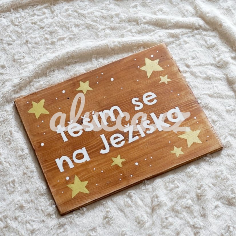 cedule těším se na Ježíška  / Veselé Vánoce