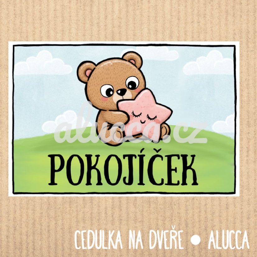 cedulka Pokojíček - provedení: laminovaná verze