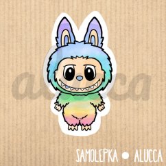 samolepka Labubu pastelově duhový