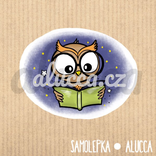 samolepka Sovička čtenář