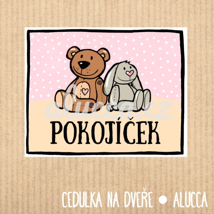 cedulka  Pokojíček - provedení: laminovaná verze