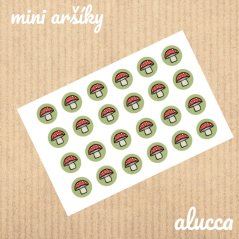 mini samolepky Houbičky