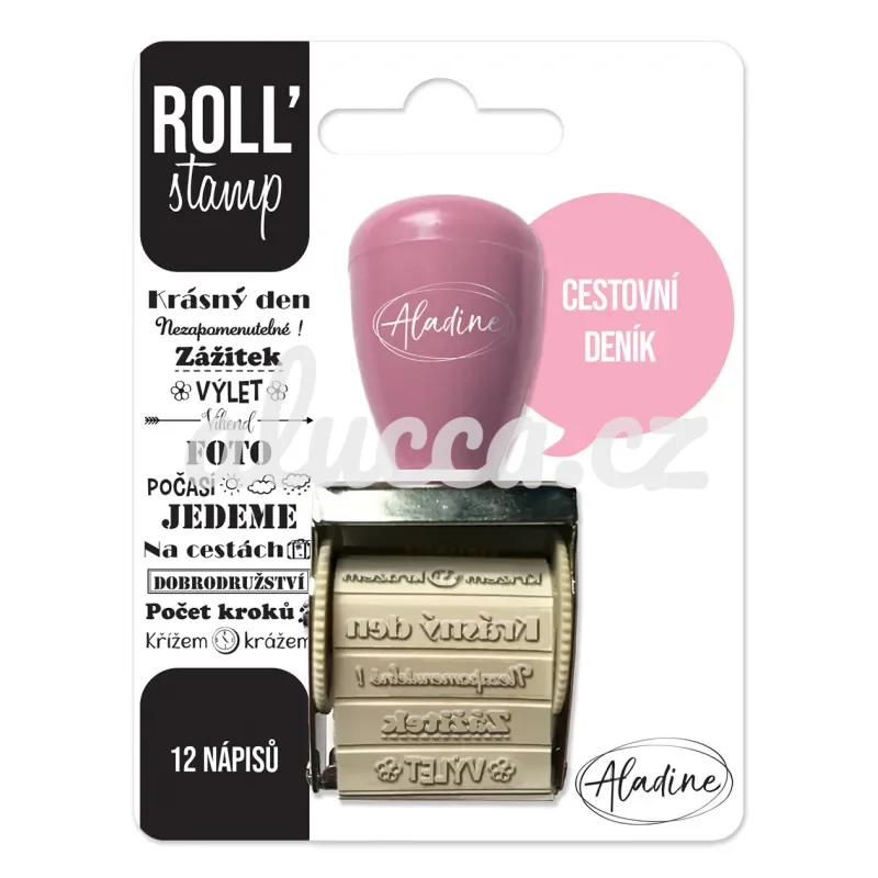 Otočné razítko s nápisy Aladine Roll' Stamp - Cestovní deník