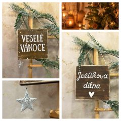 cedule Ježíškova dílna/ Veselé Vánoce