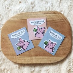 magnetka Prasátko pro štěstí na kartičce