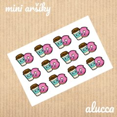 mini samolepky Kafe a donut