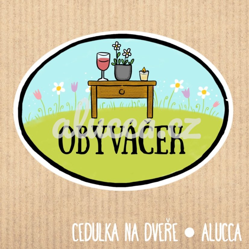 cedulka Obýváček - provedení: laminovaná verze