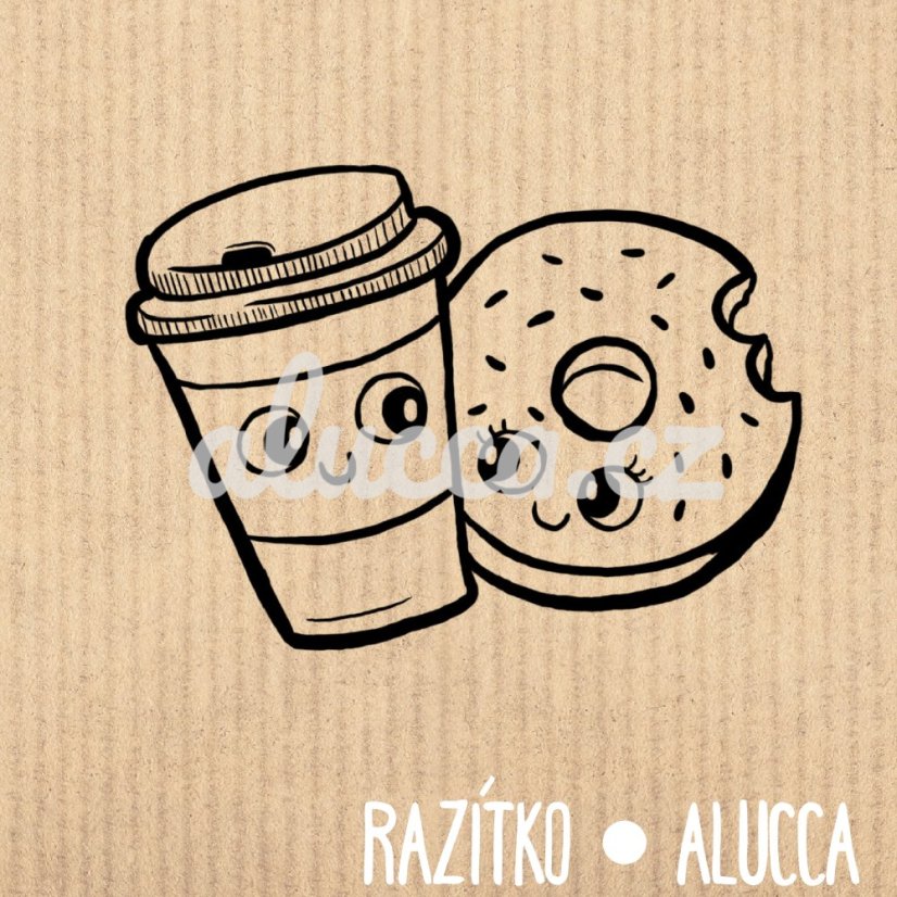 kafíčko a donut - Velikost: 3 cm 