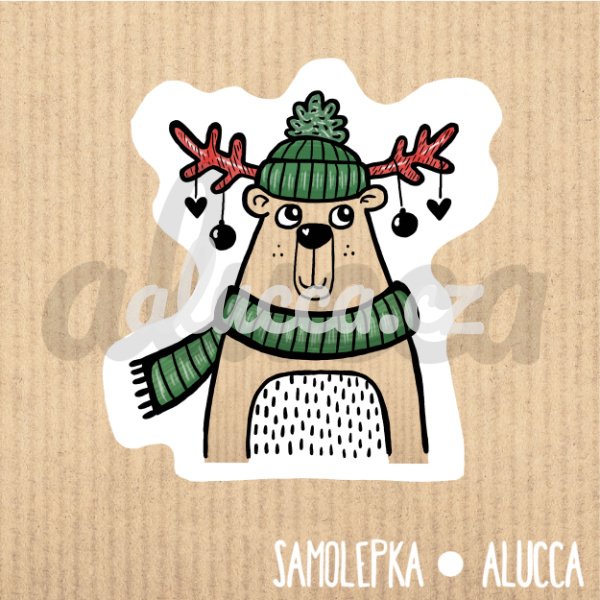 samolepka  Vánoční medvěd